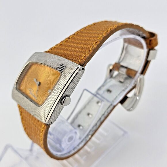 Roberto Cavalli 31MM Curvi Silver Tone Honey Leather Strap Women\'s‎ Watch main image 8